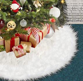 img 4 attached to LZND Christmas Tree Skirt - 48 Inches White Faux Fur Plush Tree Decoration for Merry Christmas Holiday Home - Large Tree Mat Decorations - Soft, Smooth & Thick Tree Skirt