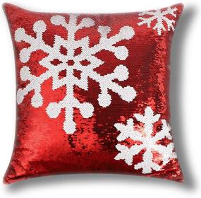 img 4 attached to 🎄 Sparkly Christmas Sequin Throw Pillow Cover - 18x18 Inch Decorative Pillowcases for Party, Christmas, Couch, and Outdoor Home Decor - Magic Red Cushion Cover - Snowflake Design