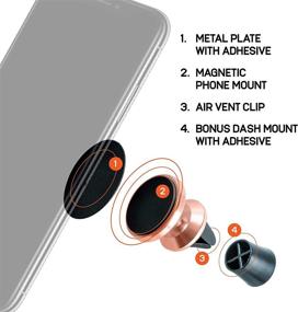 img 2 attached to 📱 iJoy Cell Phone Car Mount - Hands-Free Magnetic Holder for Dash or Air Vent - Secure Accessory for Universal Display - Rose Gold