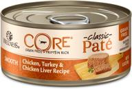 wellness core grain free wet cat food - smooth pate, natural adult formula with added vitamins & minerals, no meat by-products, wheat, corn, or soy. free from artificial flavors, colors, preservatives, or carrageenan. logo