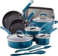 набор посуды rachael ray marine blue brights - набор кастрюль и сковородок с антипригарным покрытием - 14 предметов. логотип