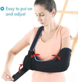 img 3 attached to Large VELPEAU Arm Sling Shoulder Immobilizer - Rotator Cuff Support Brace - Comfortable Medical Sling for Shoulder Injury, Left and Right Arm, Men and Women, for Broken, Dislocated, Fracture, Strain