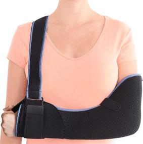 img 4 attached to Large VELPEAU Arm Sling Shoulder Immobilizer - Rotator Cuff Support Brace - Comfortable Medical Sling for Shoulder Injury, Left and Right Arm, Men and Women, for Broken, Dislocated, Fracture, Strain