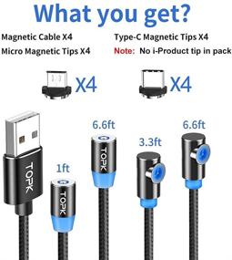 img 3 attached to 🔌 Набор магнитных USB-кабелей TOPK - 4 штуки 2-в-1 Зарядные кабели (1 фут/3 фута/6 футов/6 футов) с LED-подсветкой и плетеной оболочкой из нейлона - совместимы с устройствами на Android