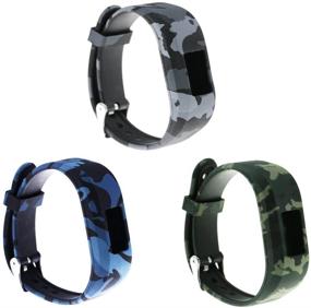 img 4 attached to 🌈 Printed Patterns Style Large Bands - 3-Pack-A - Adjustable Soft Silicone Wristbands Straps for Garmin Vivofit 3/Vivofit JR/Vivofit JR 2 - Replacement Bands by RuenTech