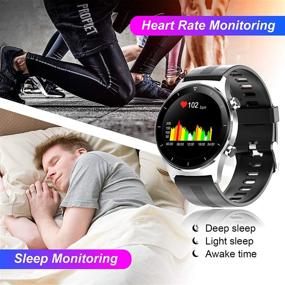 img 2 attached to 💧 IP68 Waterproof Smart Watch for Android Phones and iPhone - Heart Rate, Blood Pressure, Blood Oxygen, Step Calories and Sleep Tracker, Call Apps Notification - Compatible with Samsung, Fitness Included