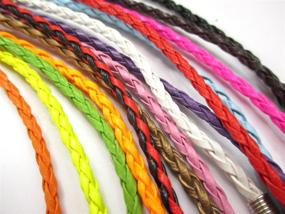 img 2 attached to 🌈 10PCS Mixed Color Braided Leather Cord Plaited Rope Bracelet with Lobster Clasp Extended Chain - All-in-One Fashion Statement