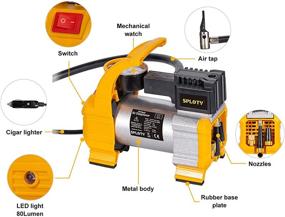img 3 attached to 🚗 Небольшой автомобильный Компрессор SPLOTY: Компактный 12V DC 140W Мини Компрессор с давлением 150PSI (макс.) для шин - Переносной и Мощный Насос для накачивания шин с LED-подсветкой для автомобилей