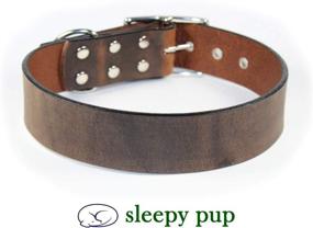 img 1 attached to Sleepy Pup Big Leather Collar