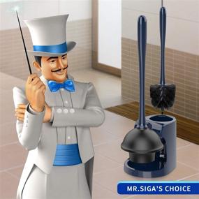img 3 attached to MR.SIGA Bathroom Cleaning Combo: Navy Toilet Plunger and Bowl Brush