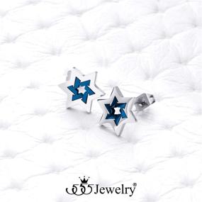 img 1 attached to ✡️ Hypoallergenic Stainless Steel Star of David Stud Earrings for Women & Girls by 555Jewelry