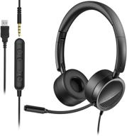 usb headset with microphone - wired computer headset 3.5mm/usb, noise cancelling mic - for computer, laptop, pc, cell phone, call center, skype, zoom, webinar - by link dream logo
