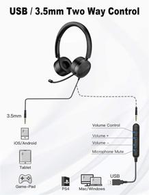 img 2 attached to USB Headset with Microphone - Wired Computer Headset 3.5mm/USB, Noise Cancelling Mic - for Computer, Laptop, PC, Cell Phone, Call Center, Skype, Zoom, Webinar - by Link Dream