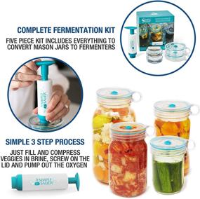 img 2 attached to 🌱 Fermentology Simply Sauer Fermentation Starter Set - Designed for Wide Mouth Mason Jars - Complete with Weights, Lids, and Pump