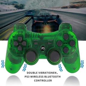 img 2 attached to 🎮 Upgraded Wireless Motion Sense PS3 Controller 2 Pack with Dual Vibration - Transparent Green and Transparent Blue