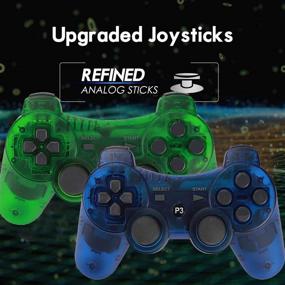 img 3 attached to 🎮 Upgraded Wireless Motion Sense PS3 Controller 2 Pack with Dual Vibration - Transparent Green and Transparent Blue