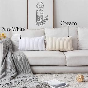 img 2 attached to 🛋️ UGASA Velvet Pillow Covers Striped: Elegant Decorative Throw Cushion Case with Hidden Zipper - Soft Cozy Oblong Design for Home, Couch, Bedroom, and Car – 1 Piece (12"x20", Pure White)