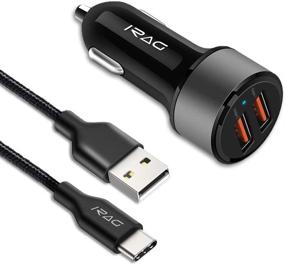 img 4 attached to 🔌 iRAG LG Velvet/K51/Stylo 6/4/5/G8/V60/V40/G7/G5/G6/V20/V30 Car Charger - 36W Quick Charge 3.0, Two-Port USB Adapter with 6ft Braided USB Type C to A Fast Charging Cable Cord