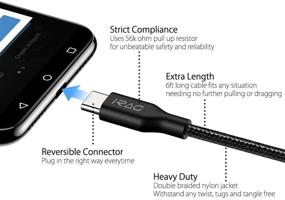 img 2 attached to 🔌 iRAG LG Velvet/K51/Stylo 6/4/5/G8/V60/V40/G7/G5/G6/V20/V30 Car Charger - 36W Quick Charge 3.0, Two-Port USB Adapter with 6ft Braided USB Type C to A Fast Charging Cable Cord