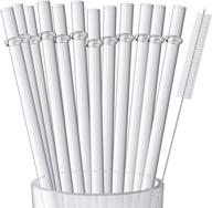 reusable clear plastic straws for tall cups, tumblers, and mason jars - 12 pack, 11 inches - bpa-free, unbreakable, includes cleaning brush - not dishwasher safe logo