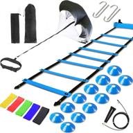 🏋️ sports training equipment set - agility ladder with 12 rungs, running parachute, jump rope, resistance bands, and 12 cones for enhanced football, basketball, and hockey athlete training логотип