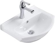 🚰 compact wall-mounted bathroom sink: renovators supply tahoe 17.75 inches white ceramic arc basin, gloss porcelain floating wall hung vessel sink with overflow and single faucet hole логотип