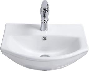 img 1 attached to 🚰 Compact wall-mounted bathroom sink: Renovators Supply Tahoe 17.75 Inches White Ceramic Arc Basin, Gloss Porcelain Floating Wall Hung Vessel Sink with Overflow and Single Faucet Hole