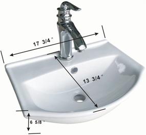 img 2 attached to 🚰 Compact wall-mounted bathroom sink: Renovators Supply Tahoe 17.75 Inches White Ceramic Arc Basin, Gloss Porcelain Floating Wall Hung Vessel Sink with Overflow and Single Faucet Hole