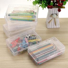 img 3 attached to 🖊️ BTSKY Clear Large Capacity Pencil Box - Stylish Multipurpose Utility Box with Snap Lid Closure for Organizing Pencils, Watercolor Pens, Stationery, Office Supplies - Set of 5 Plastic Pencil Holders