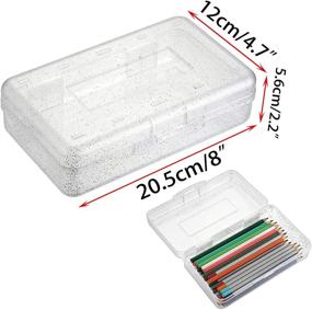 img 2 attached to 🖊️ BTSKY Clear Large Capacity Pencil Box - Stylish Multipurpose Utility Box with Snap Lid Closure for Organizing Pencils, Watercolor Pens, Stationery, Office Supplies - Set of 5 Plastic Pencil Holders