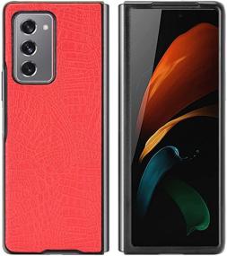 img 4 attached to Miimall Compatible With Samsung Galaxy Z Fold 2 5G 2020 Leather Case Cover Hybrid PU Leather Hard PC Anti-Scratch Shook-Proof Bumper Case For Samsung Galaxy Z Fold2 5G(Red)