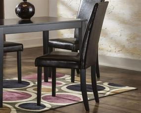 img 2 attached to 🪑 Modern Faux Leather Upholstered Armless Dining Chair Set by Ashley Kimonte - 2 Count, Dark Brown