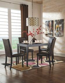 img 1 attached to 🪑 Modern Faux Leather Upholstered Armless Dining Chair Set by Ashley Kimonte - 2 Count, Dark Brown