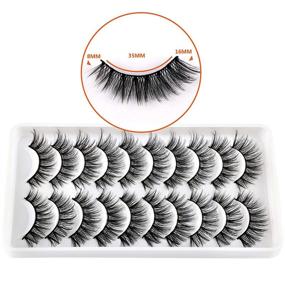 img 1 attached to 👁️ Yawamica Cat Eye False Eyelashes: 10 Pairs of Natural Wispy Mink Faux Lashes for Reusable Soft 3D Eye Makeup