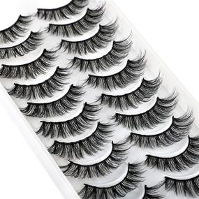 img 2 attached to 👁️ Yawamica Cat Eye False Eyelashes: 10 Pairs of Natural Wispy Mink Faux Lashes for Reusable Soft 3D Eye Makeup