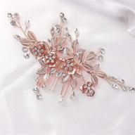 yertter vintage rhinestones rose gold bridal hair comb - exquisite crystal floral leaves hair accessories for brides logo