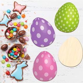 img 1 attached to 🥚 8-Piece 11 Inch Wooden Easter Egg Cutouts: Unfinished, Ornaments for Holiday Embellishments, Crafts