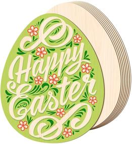 img 4 attached to 🥚 8-Piece 11 Inch Wooden Easter Egg Cutouts: Unfinished, Ornaments for Holiday Embellishments, Crafts