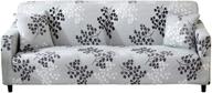 🛋️ printed sofa cover 3 seat stretch couch cover slipcovers for 3 cushion couch with 2 free pillow case - silver leaves logo