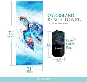 img 3 attached to Hiwoss Microfiber Turtle Beach Towels: Ultra-Absorbent Oversized Pool Towels Perfect for Travel, Camping, and Bathroom Use with Mesh Bag - Blue Sea Turtle Design