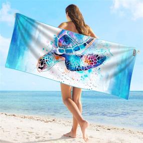 img 4 attached to Hiwoss Microfiber Turtle Beach Towels: Ultra-Absorbent Oversized Pool Towels Perfect for Travel, Camping, and Bathroom Use with Mesh Bag - Blue Sea Turtle Design