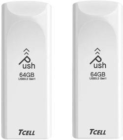 img 3 attached to 📱 TCELL Push 64 ГБ 2 Pack USB 3.2 Gen1 (3.1/3.0) Флеш-накопитель - Резиновый дизайн, белый (64 ГБ X 2) - Скорость чтения 100 МБ/с