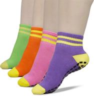 🧦 women's 4-pack non-slip yoga pilates sticky grips socks - barre & hospital socks logo