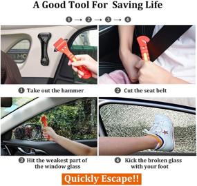 img 1 attached to 🚗 OUCPC Safety Hammer 10 Pack - Car Escape Tool with Window Breaker & Seat Belt Cutter + Reflective Tape for Family Rescue, Life Saving Survival Kit