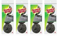 🧽 scotch-brite stainless steel scouring pad, 3 count (pack of 4) - ultimate cleaning power for stainless steel surfaces logo