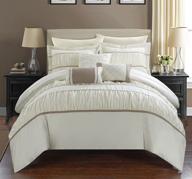 🛏️ chic home cs2124-an 10 piece cheryl comforter set, queen, beige: elevate your bedroom with stylish sophistication logo