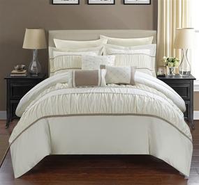 img 4 attached to 🛏️ Chic Home CS2124-AN 10 Piece Cheryl Comforter Set, Queen, Beige: Elevate Your Bedroom with Stylish Sophistication
