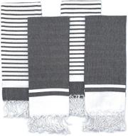 🧺 turkish hand towels by the accented co - set of 4, hand-knotted tassel tea towels in black - turkish cotton with hanging loop, 29x17 inches logo