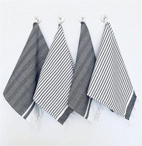 img 3 attached to 🧺 Turkish Hand Towels by The Accented Co - Set of 4, Hand-Knotted Tassel Tea Towels in Black - Turkish Cotton with Hanging Loop, 29x17 inches