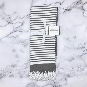 img 2 attached to 🧺 Turkish Hand Towels by The Accented Co - Set of 4, Hand-Knotted Tassel Tea Towels in Black - Turkish Cotton with Hanging Loop, 29x17 inches